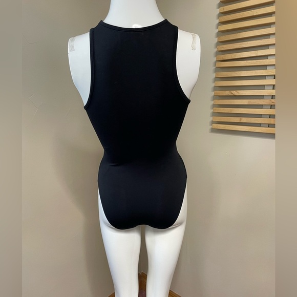 DIVIDED Black High Neck Bodysuit With Edgy Silver Embellishments XS - Picture 3 of 13